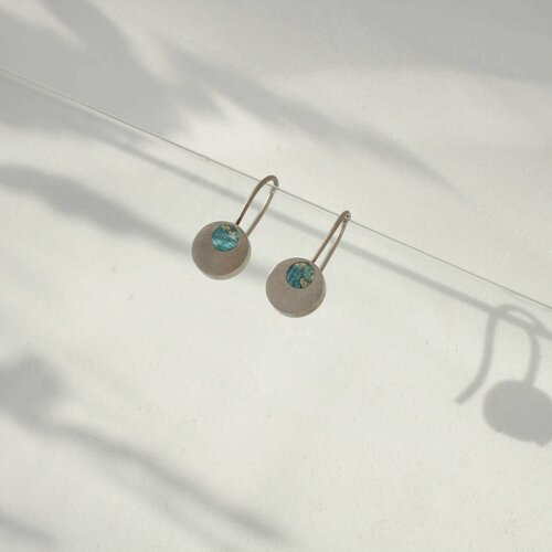 Серьги Медведик Арт, дерево, зеленый, бирюзовый