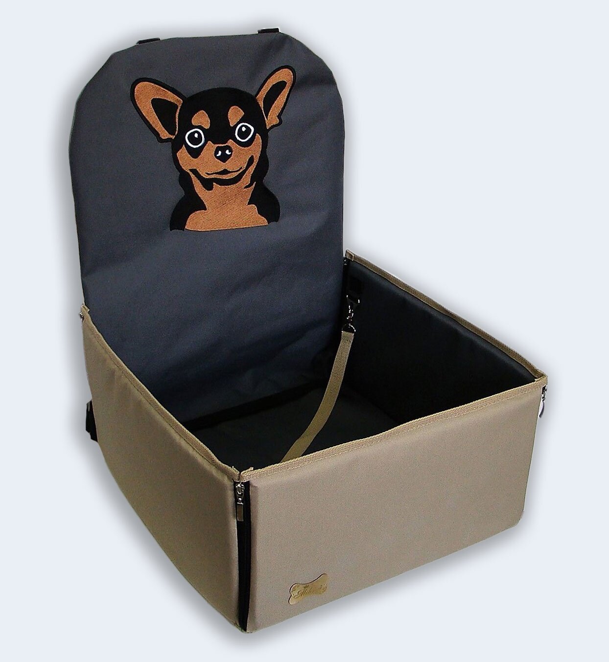 Автогамак для животных Melenni Стандарт Чихуахуа бежевый/серый