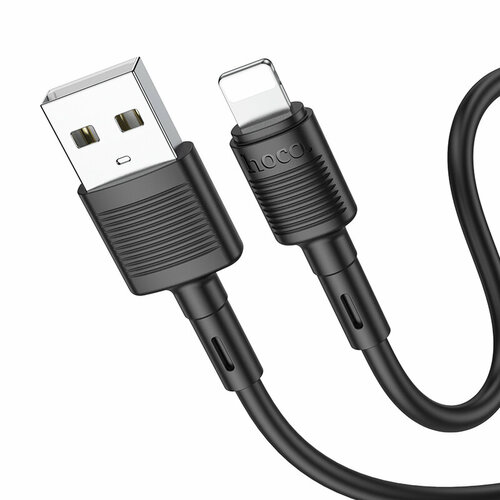 USB дата кабель Lightning, HOCO, X83, 1м, черный кабель lightning ubik ul04ab 2 0a черный 1м пвх