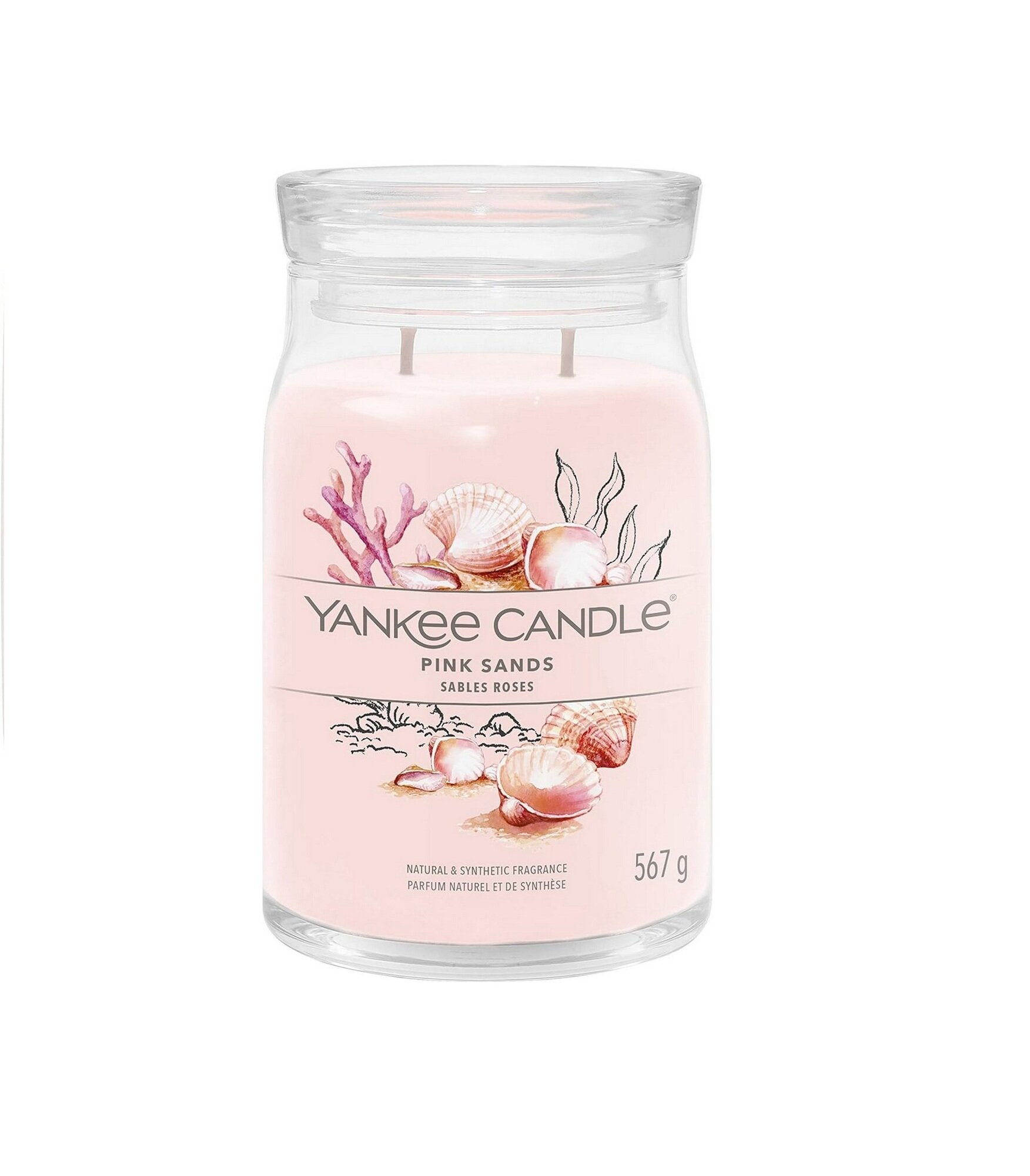 Свеча большая в стеклянной банке Розовые пески Pink Sands 567 гр / 60-90 часов