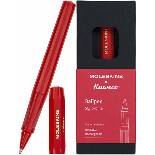 Ручка шариковая красная MOLESKINE KAWECO KAWBALLPENRED в подарочной коробке 2975₽
