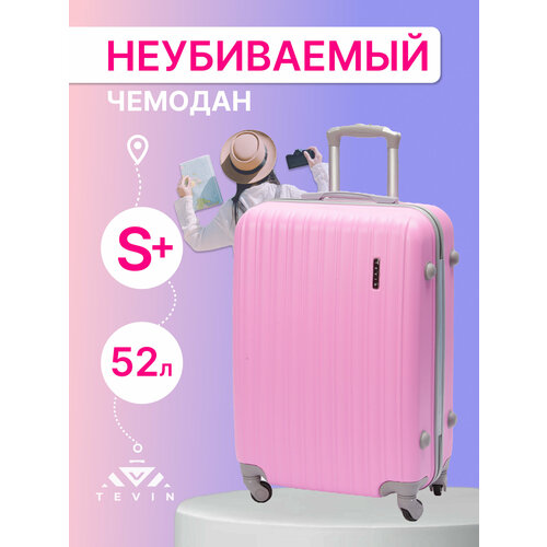 фото Чемодан tevin, размер s+, розовый фламинго