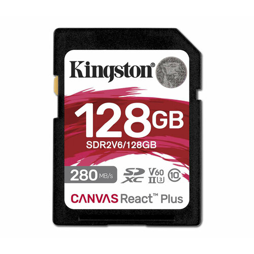 Карта памяти Kingston SDXC 128GB Canvas React Plus UHS-II V60 100/280Mb/s черный