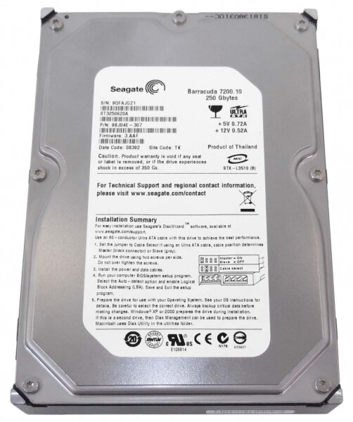 Жесткий диск Seagate 9BJ04E 250Gb 7200 IDE 3.5" HDD