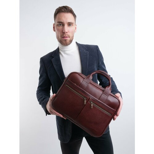 Сумка Franchesco Mariscotti Мужская сумка-портфель, фактура зернистая, рельефная, коричневый