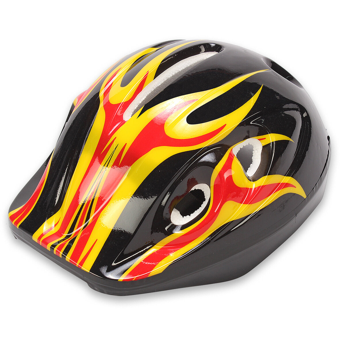 Шлем детский защитный для катания на велосипеде, самокате, роликах, скейтборде, обхват 52-54 см, размер М, 25х20х14 см, черный с оранжевым – 1 шт