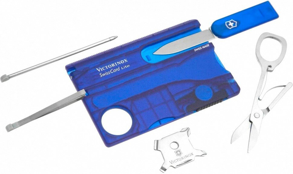 Швейцарская карта Victorinox SwissCard Lite (0.7322. T2) синий полупрозрачный коробка подарочная