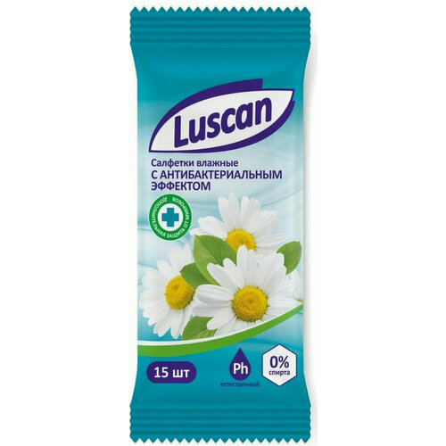 Влажные салфетки Салфетки влажные Luscan антибактериальные 9 пачек по 15 шт 439₽