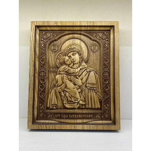 Владимирская икона Божией Матери резная из дерева 19х23 см подарочная икона владимирской божией матери малая