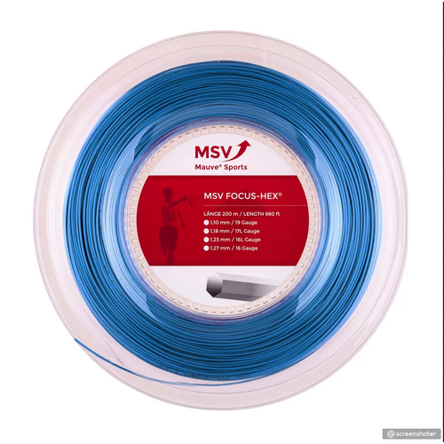 Теннисная струна MSV Focus HEX 200м 123 ярко-голубой 14605₽