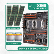Комплект материнской платы X99: ZX-DU99D4 + 2 x Xeon E5 2680v3 + DDR4 32Гб 4х8Гб