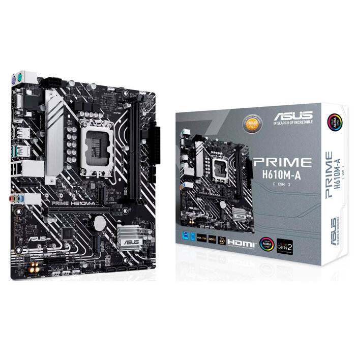 Материнская плата ASUS PRIME H610M-A-CSM, LGA1700, H610, 2*DDR5, VGA + DP + HDMI, 4 SATA 6, USB 3.2, USB 2.0, m