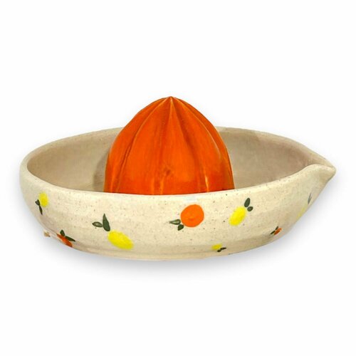 Соковыжималка ручной работы с росписью Мандарины и лимоны керамика 548100₽