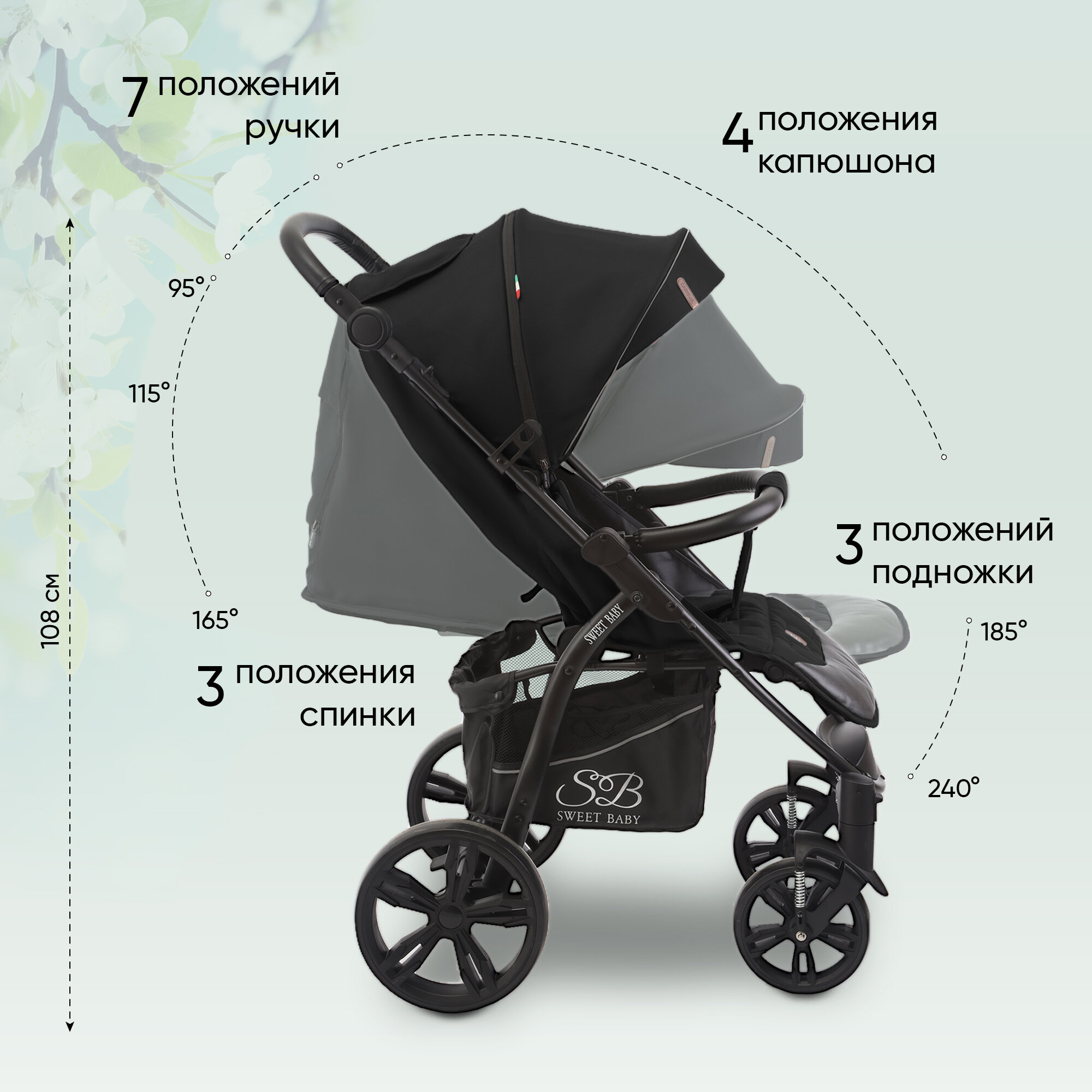 Прогулочная коляска Sweet Baby Carisma Black