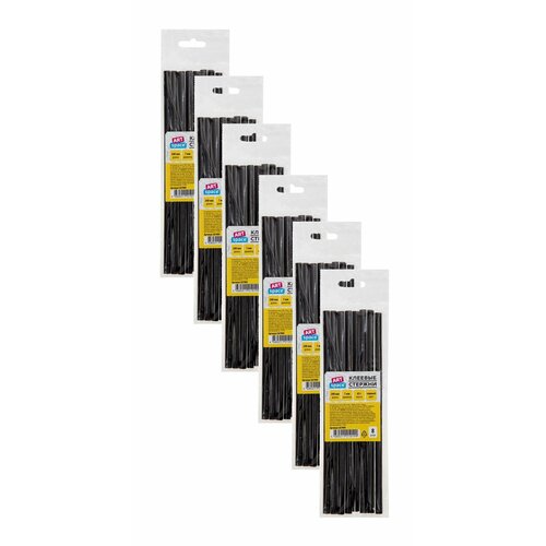 Набор из 6 шт - Клеевые стержни ArtSpace диаметр 7мм длина 200мм черные набор 8шт европодвес 1159₽