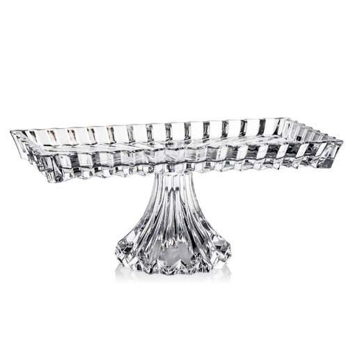 Хрустальная прямоугольная тортовница (рулетница) на ножке Crown Jewel, 35 х 19 см, прозрачный, серия Предметы сервировки, Rogaska, GL61121