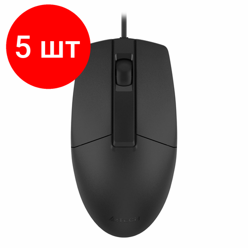 Комплект 5 шт Мышь проводная A4TECH OP-330 USB 2 кнопки1 колесо-кнопка оптическая черная 1530236 437700₽