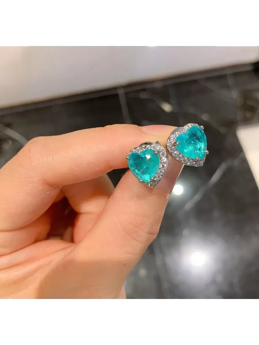 Серьги пусеты, турмалин