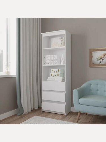 Изображение товара Шкаф пенал КМК, 3 ящика, 60x180x36 см, белый, для дома и офиса