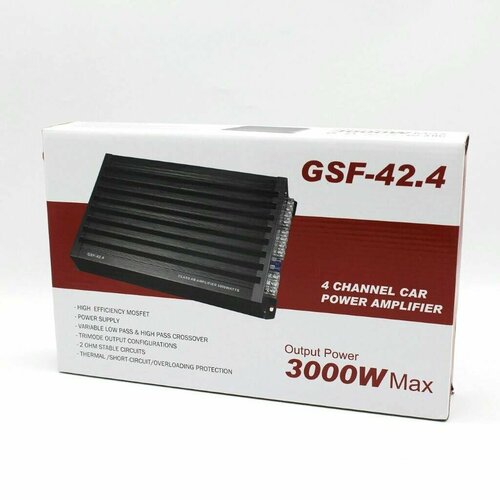 Усилитель автомобильный 4х канальный GSF- 424 3000w 4990₽