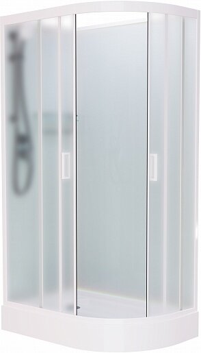 фото Душевая кабина Frank 120x80 F412/1L М White без крыши, левая, стекло матовое, профиль белый