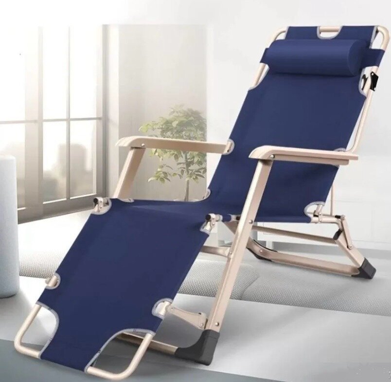 фото Кресло шезлонг раскладушка, 3 в 1 с подголовником, Усиленный