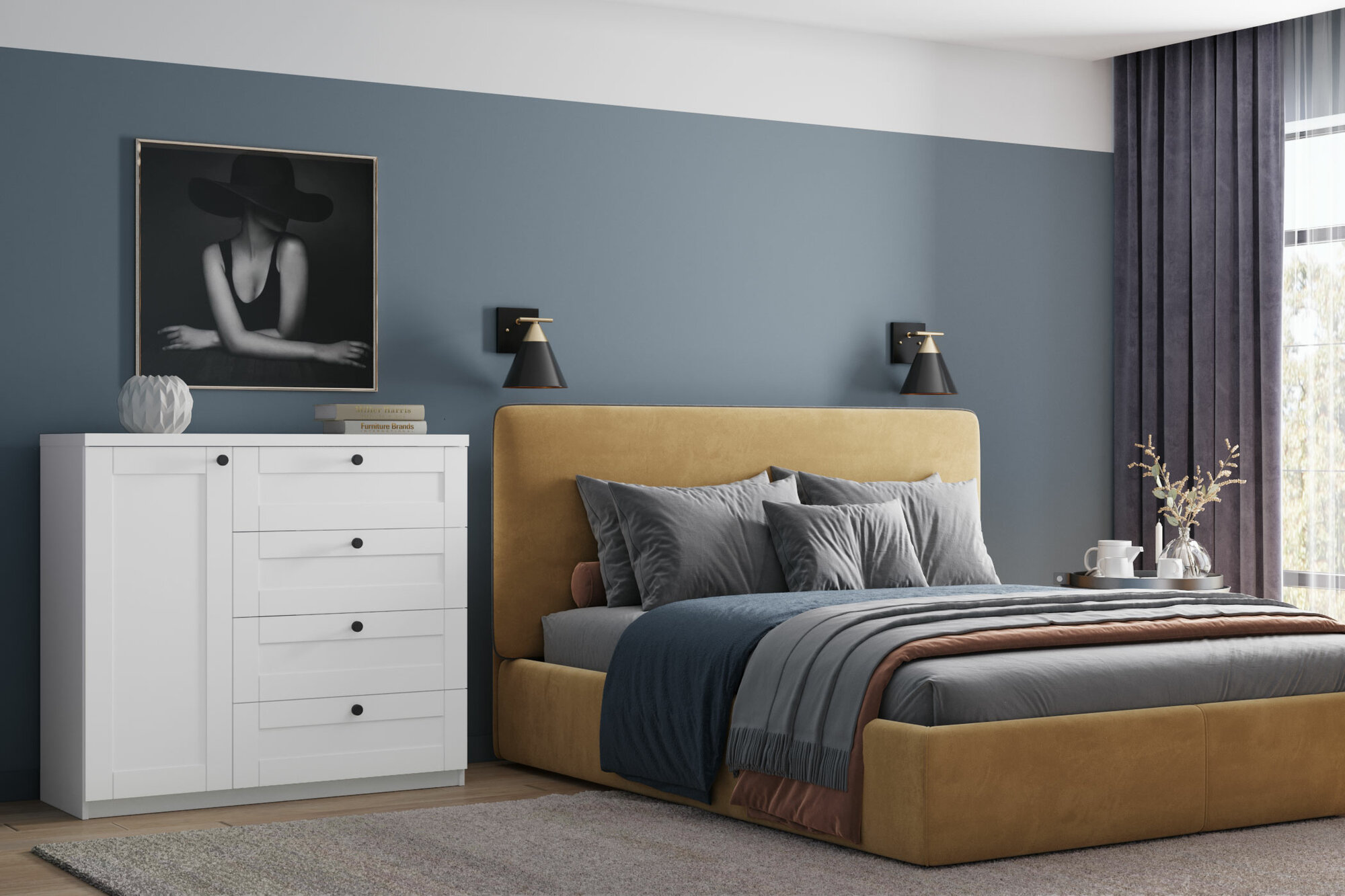 Комод МебельЛэнд24 София РАХ - 4 МДФ 110x40x100 однодверный с 4 ящиками