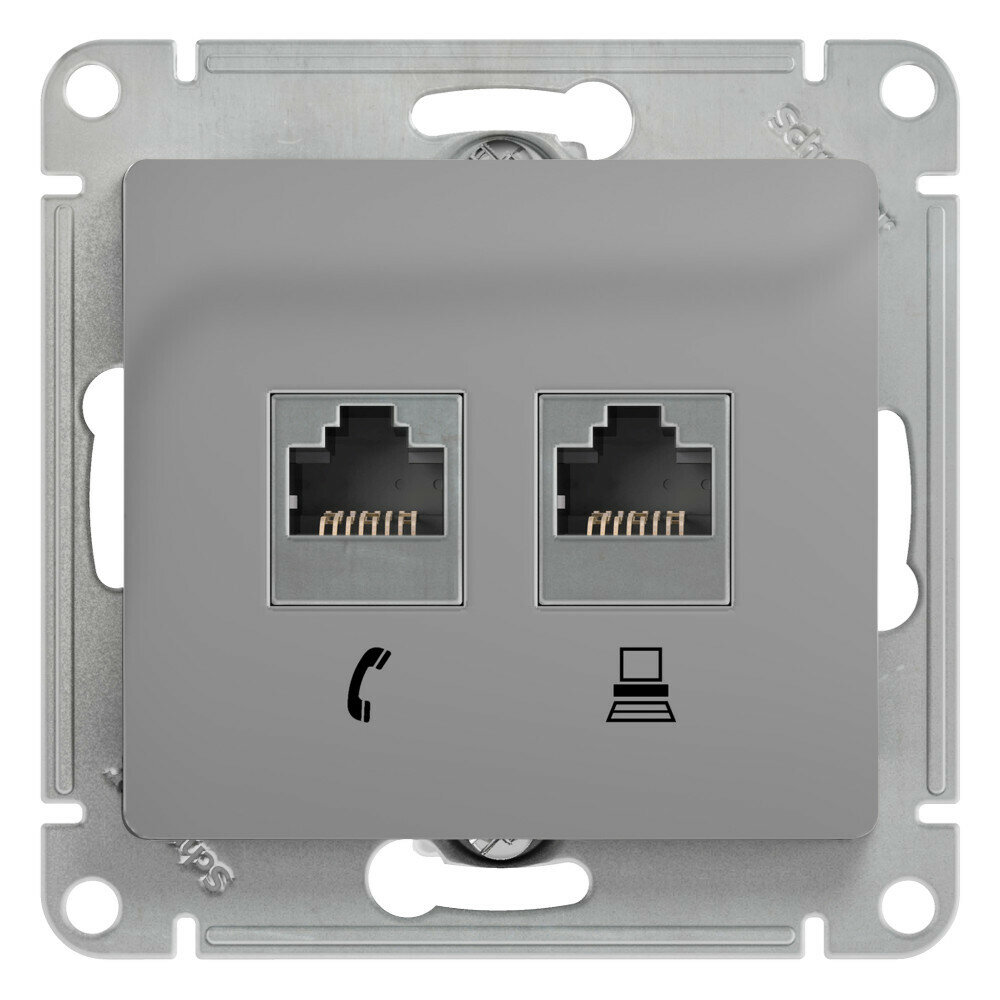 Розетка Schneider Electric GLOSSA GSL000385 двойная RJ45+RJ11