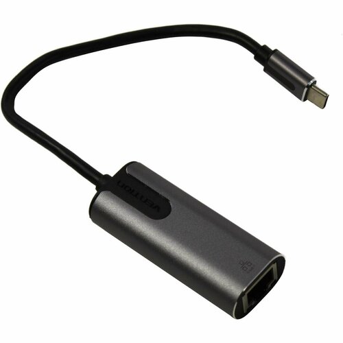 Адаптер-переходник Type C M (папа)/RJ45 F (мама) Vention для телефона, техники Apple, переходник с Ethernet, шнур 15 см, арт. CFNHB серебристый, серый, черный