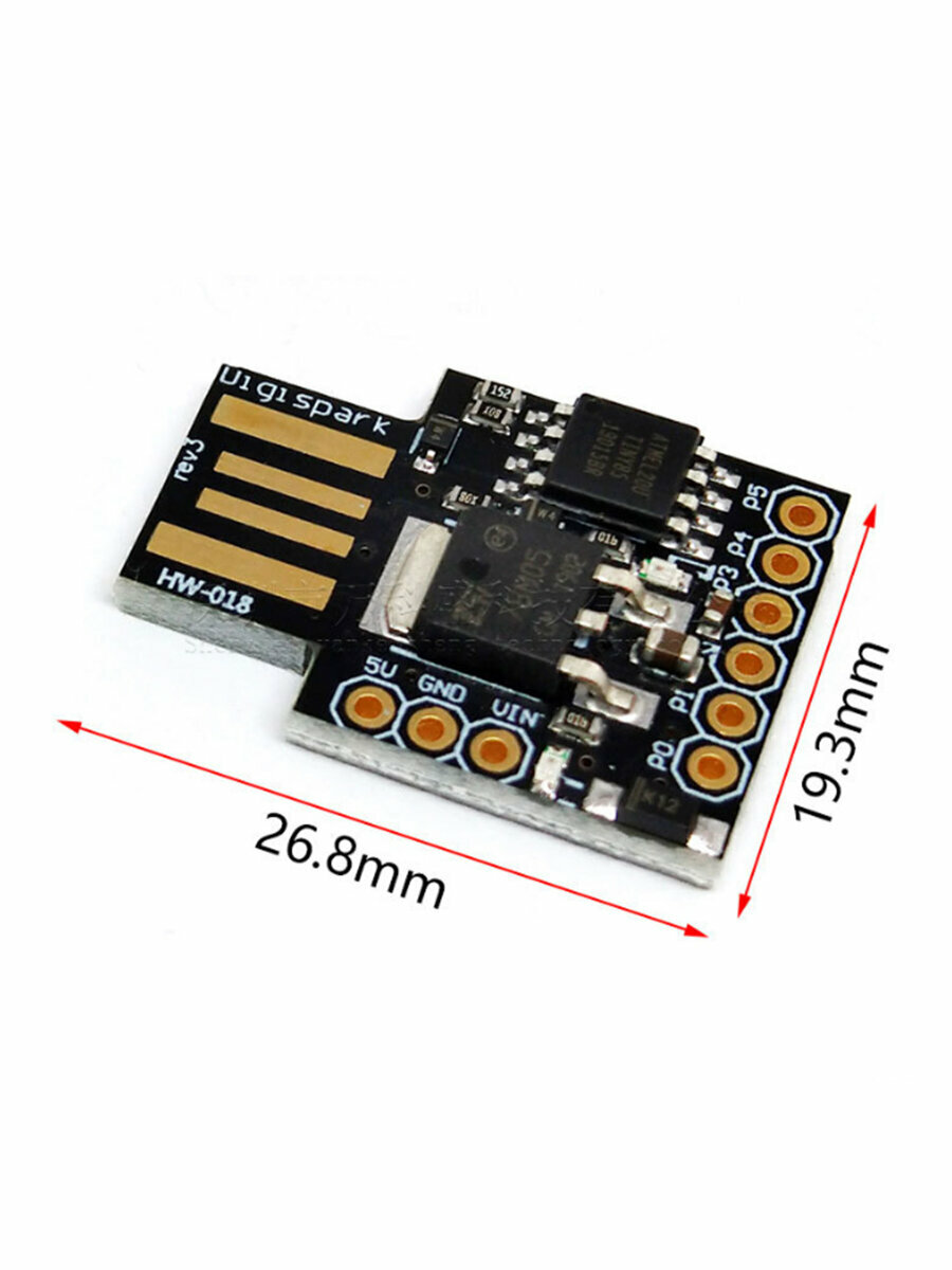 Контроллер digispark ATtiny85 (черный) & Плата разработки TINY85/ATTINY85 & Отладочный модуль USB Digispark Kickstarter ATtiny85 — фото 1