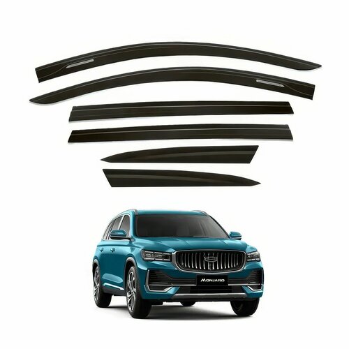 Дефлекторы окон TXR для Geely Monjaro KX11 2021+ Черные 6 шт