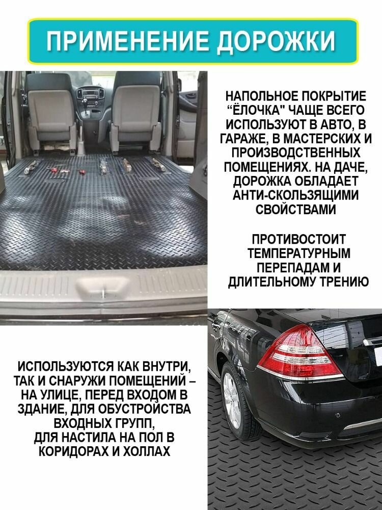 Садовая дорожка "Ёлочка" против скольжения (толщина 2 мм) черная 0,6*5 м — фото 1