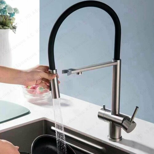 Смеситель для раковины 3411С чёрный литой серия VIER