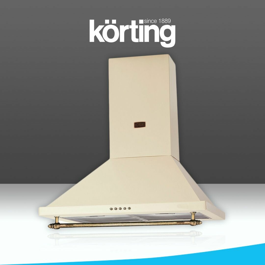 Купольная вытяжка Korting KHC 6750 RB ширина 60 см, производительность 750 м3/ч, 3 скорости, слоновая кость