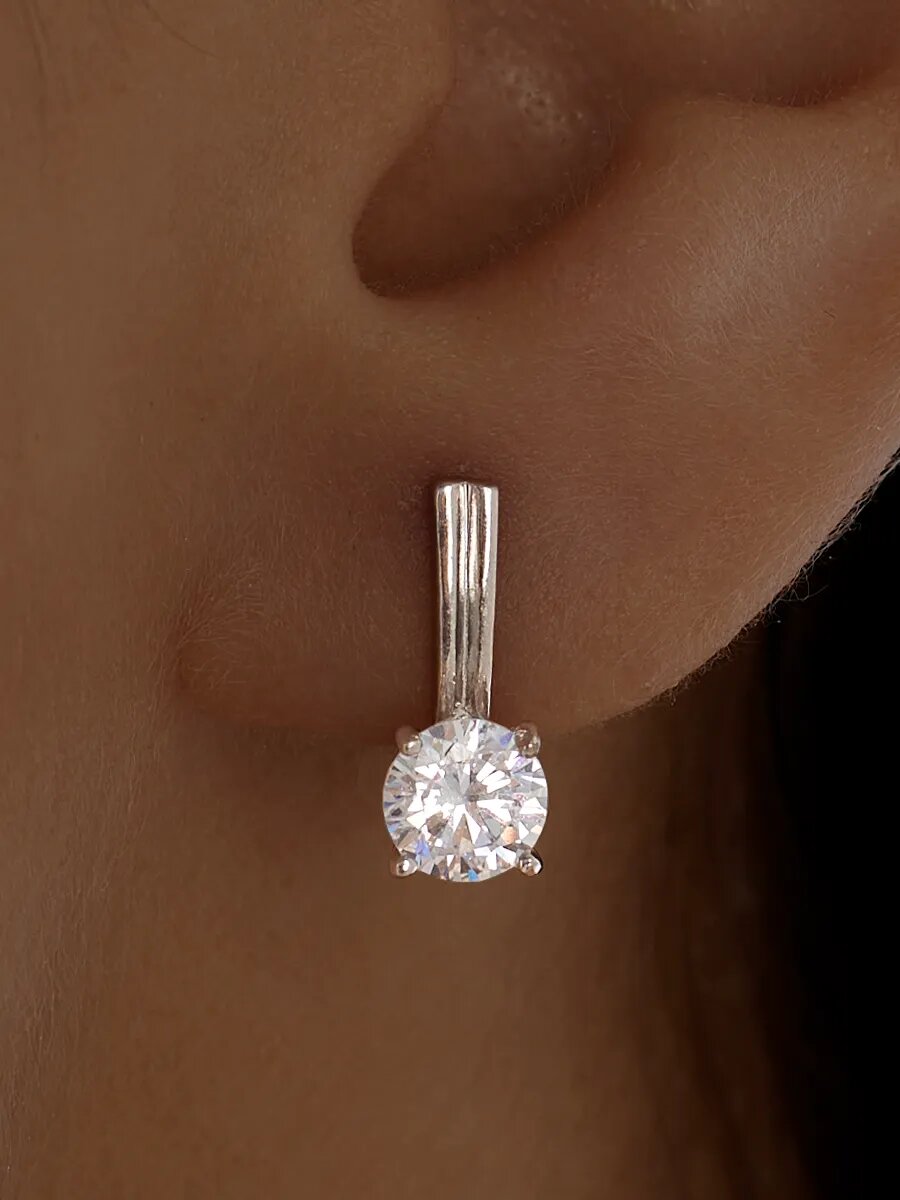 Серьги Ювелир Карат, серебро, 925 проба, родирование, фианит, , серебристый