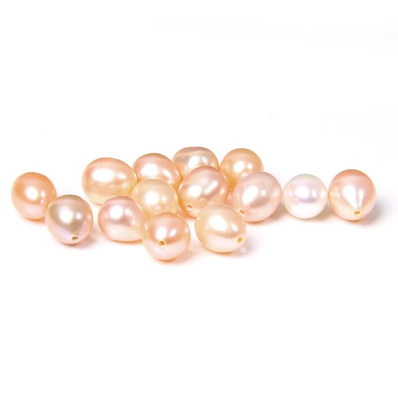 Натуральные белые жемчужины 8-9 мм, полупросверленные, 10 шт, Rose pink 8-9mm, 5pcs