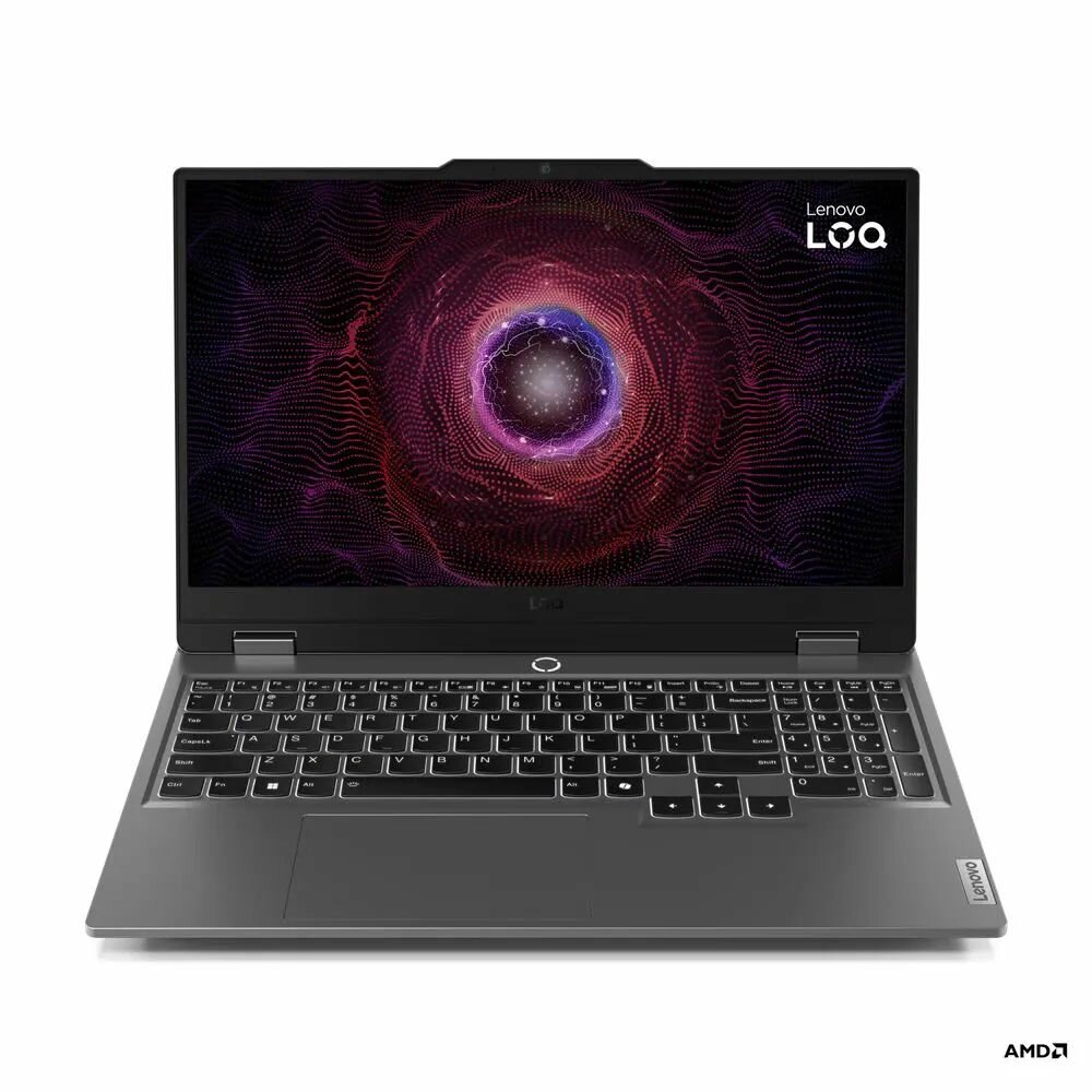 15.6" Игровой ноутбук Lenovo LOQ 15ARP9, AMD Ryzen 7 7435HS 3.1 ГГц, RAM 16 ГБ LPDDR5х, SSD 512 ГБ, NVIDIA GeForce RTX 4070 (8ГБ), Windows 11 Pro + MS Office Pro, Серый, Русская раскладка