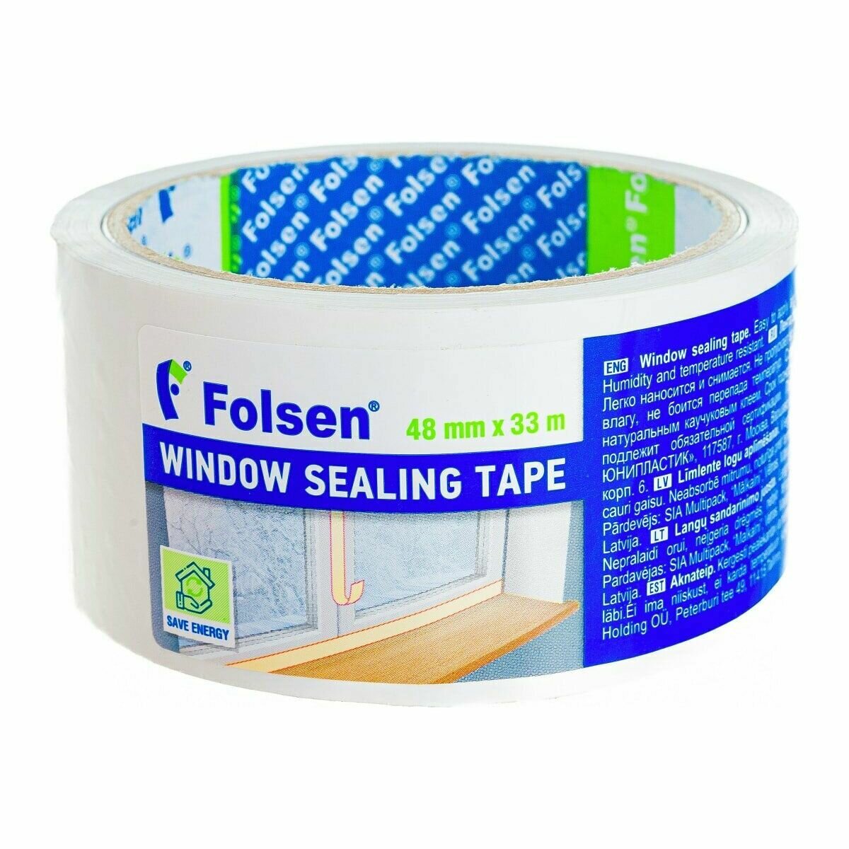 Лента ПВХ для окон Folsen 48 мм х 33 м, 0437748 Белая