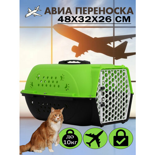 Клиппер-переноска для животных Чистый котик HP-C01 32х26х48 см 48 см 26 см 32 см зелeный