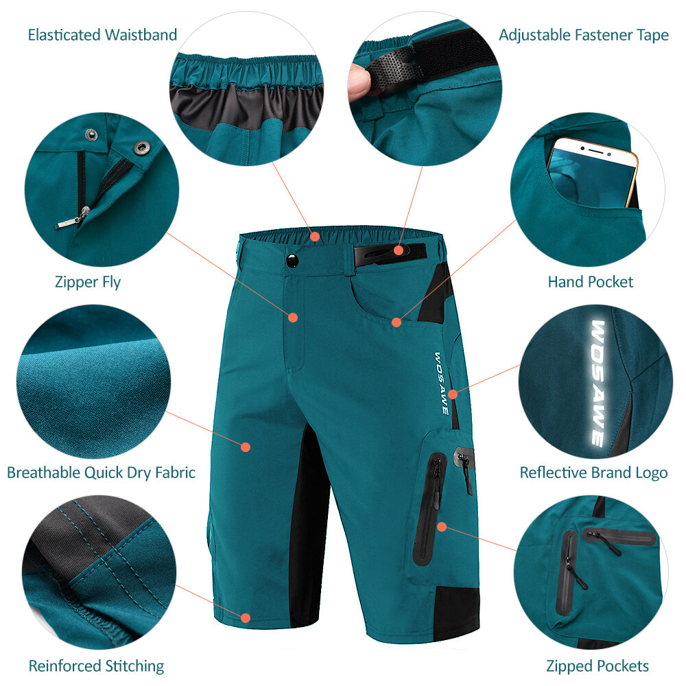 Мужские свободные велосипедные шорты дышащие быстросохнущие шорты для горного велосипеда для занятий спортом на открытом воздухе бега езды на велосипеде фитнеса повседневные летние шорты с 7 карманами