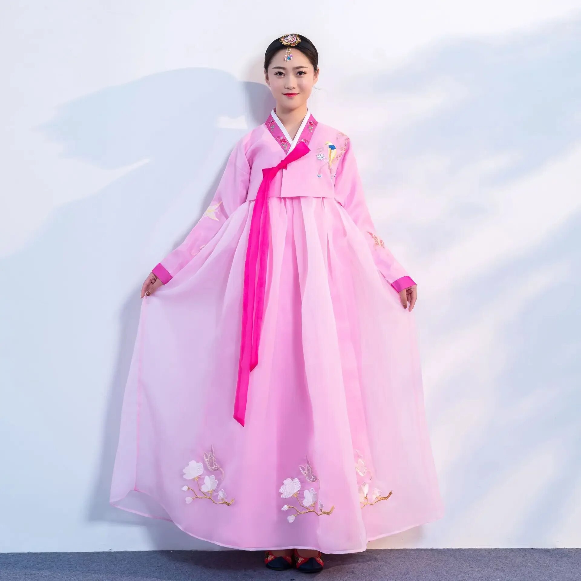 Традиционный Женский традиционный костюм православной Hanbok, корейское платье, элегантный дворцовый костюм принцессы, Корейская вышивка, Свадебная вечеринка, M, Розовый, Женский
