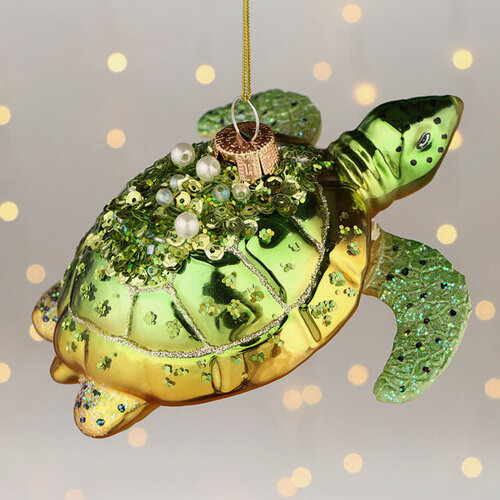 Изображение товара Елочная игрушка Черепаха Эйторн 12 см в подарочной коробке, стекло, Winter Deco, 5010014