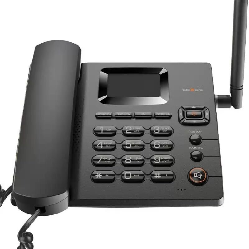 Проводной телефон GSM 2G teXet FX-100, с 2 сим-картами, черный — фото 1