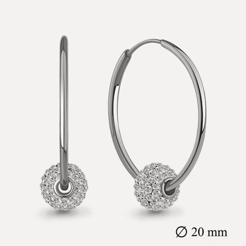 Изображение товара Серьги конго, серебро, 925 проба, родирование, кристалл