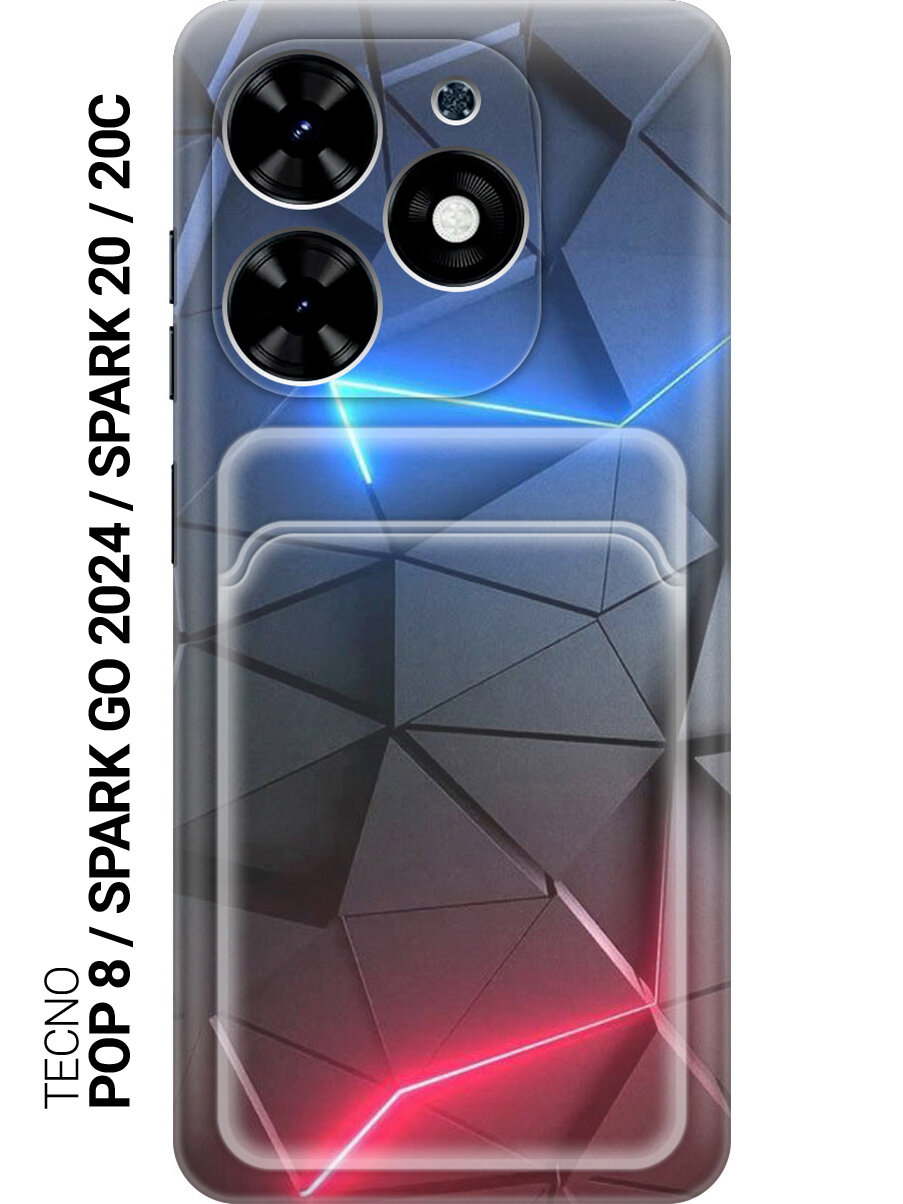 Силиконовый чехол на Tecno Pop 8 / Spark Go 2024 / Spark 20 / 20C с рисунком "Графитовые грани" и карманом для карт
