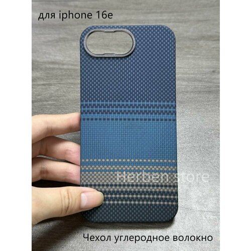 фото Кевларовый чехол для apple iphone 16e на айфон 16 e карбоновый чехол ( кевлар / арамид ) для iphone 16e с поддержкой magsafe soyes
