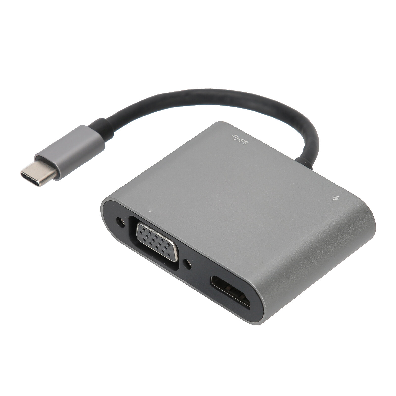 4 In-1 Type C to PdHDMiVGaUSB Hub Adapter Computer Electronics Accessory Silver