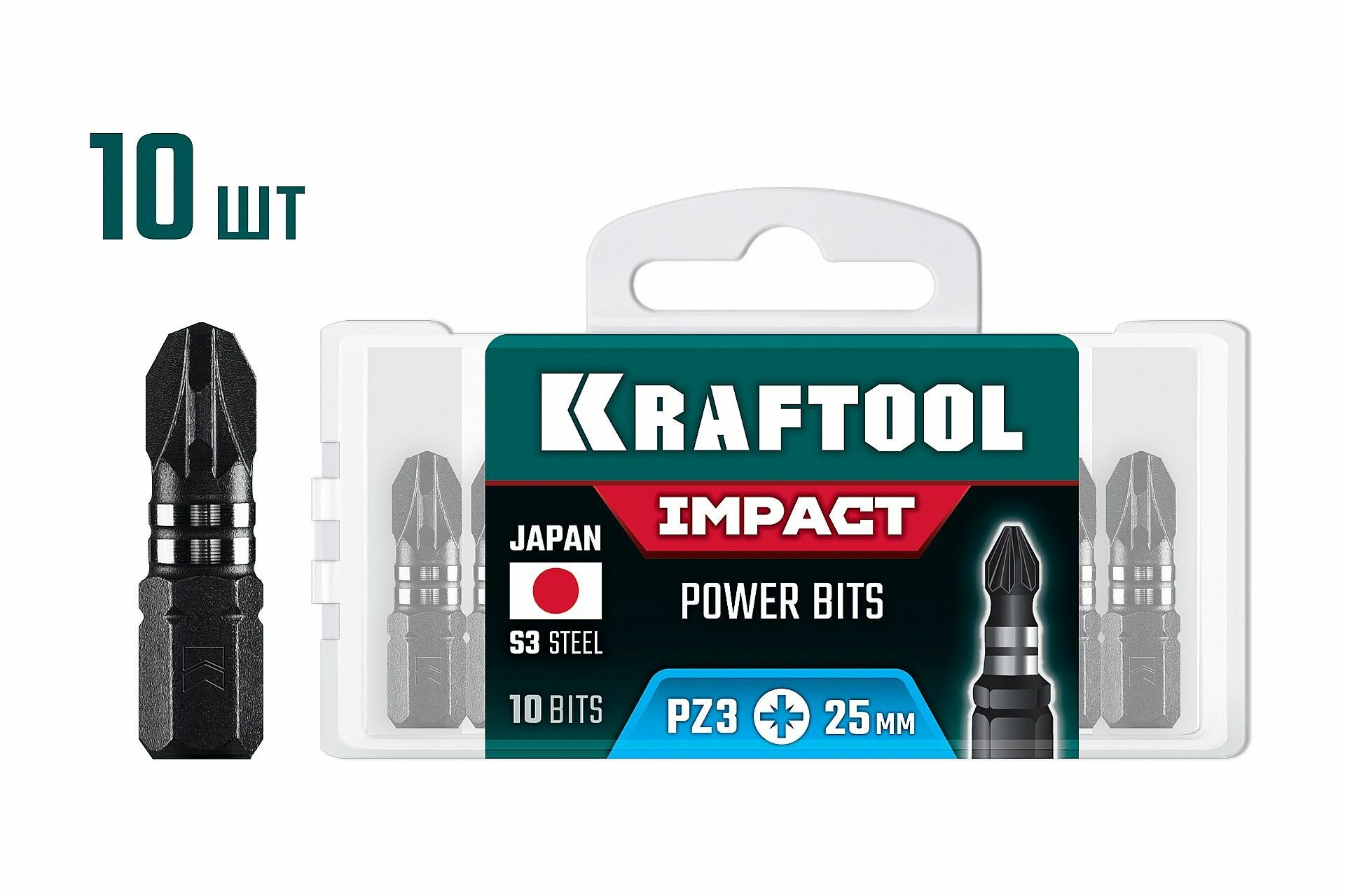 Ударные биты PZ 3  25 мм  10 шт  KRAFTOOL 26193-3-25-S10