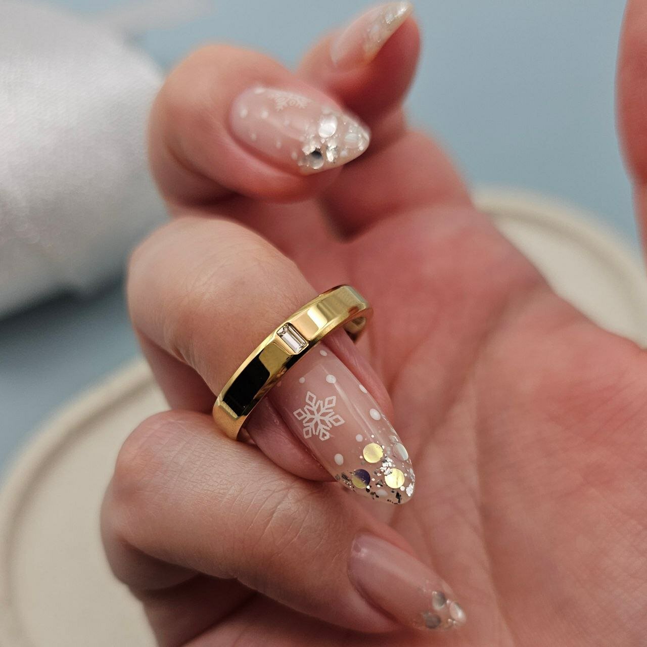 Кольцо обручальное XUPING JEWELRY, Swarovski Zirconia, размер 18.8, gold