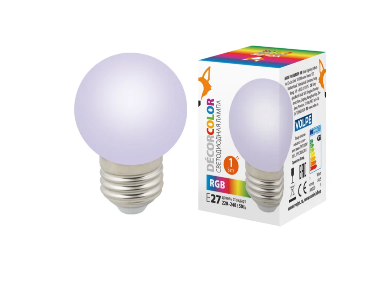 Лампа для гирлянды Белт-лайт LED-G45-1W/RGB/E27/FR/С Volpe UL-00005808